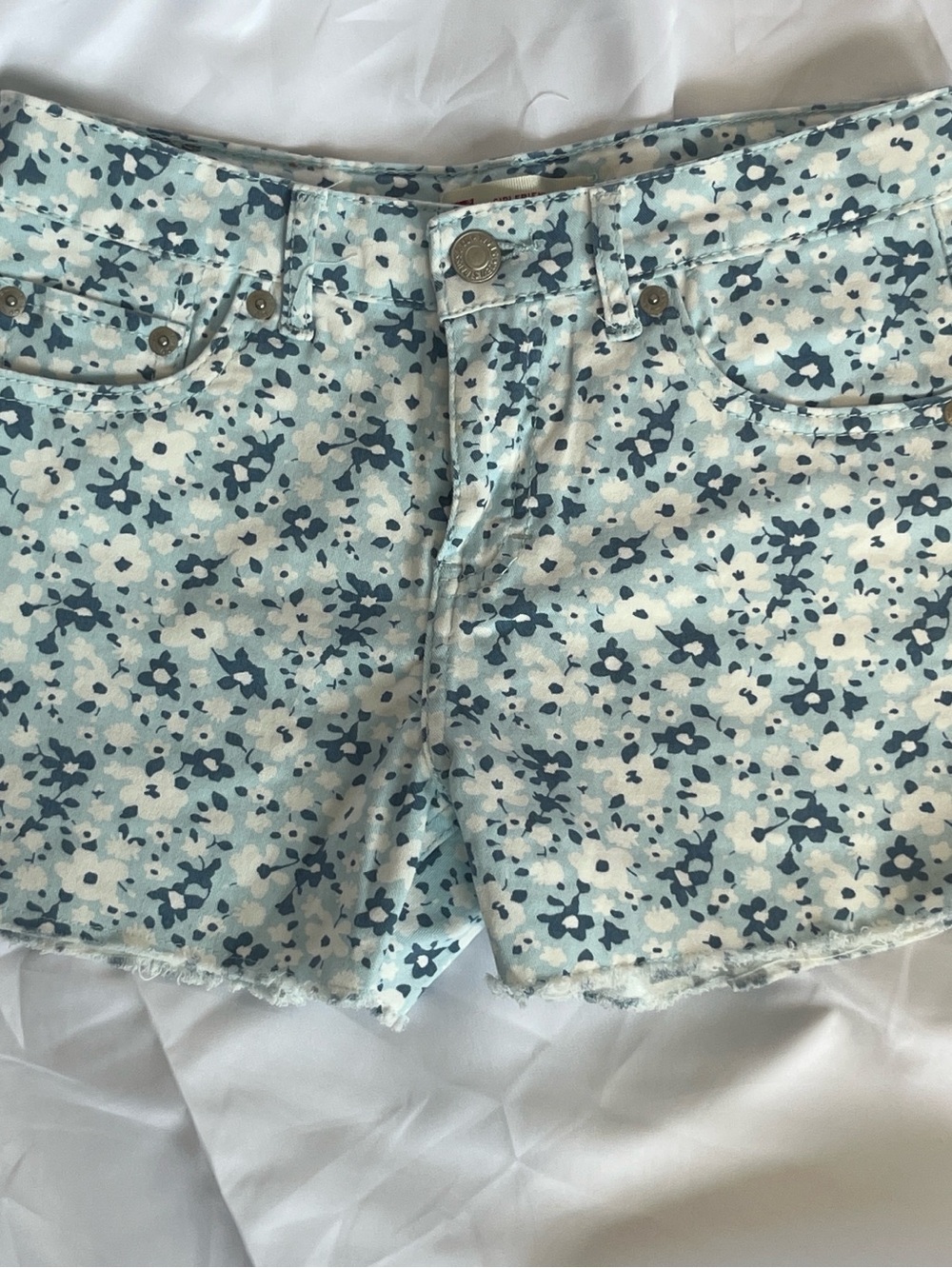 Levi’s Girls 12 Floral Print Denim Shorts